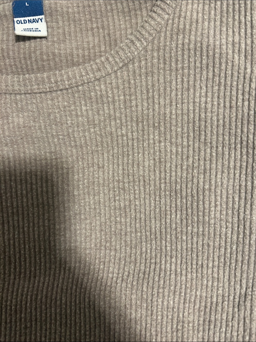 Women’s Long-Sleeve Ribbed Top - Taupe - Picture 3 of 3